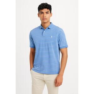 Polo Golf Ralph Lauren Blue Stripe Pima Cotton Classic Fit Polo Shirt Medium